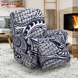 Blue Maori Polynesian Tribal Print Recliner Slipcover