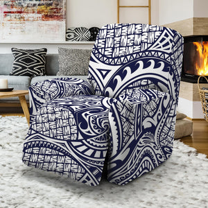 Blue Maori Polynesian Tribal Print Recliner Slipcover