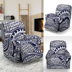 Blue Maori Polynesian Tribal Print Recliner Slipcover