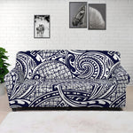 Blue Maori Polynesian Tribal Print Sofa Cover