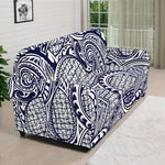 Blue Maori Polynesian Tribal Print Sofa Cover