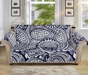 Blue Maori Polynesian Tribal Print Sofa Protector