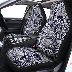 Blue Maori Polynesian Tribal Print Universal Fit Car Seat Covers