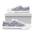 Blue Maori Polynesian Tribal Print White Low Top Sneakers