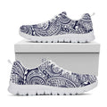 Blue Maori Polynesian Tribal Print White Running Shoes