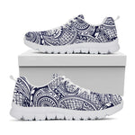 Blue Maori Polynesian Tribal Print White Sneakers