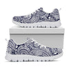 Blue Maori Polynesian Tribal Print White Sneakers