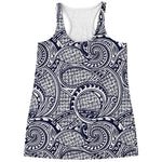 Blue Maori Polynesian Tribal Print Women's Racerback Tank Top