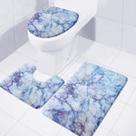 Blue Marble Print 3 Piece Bath Mat Set