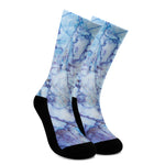 Blue Marble Print Crew Socks