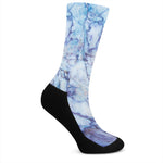 Blue Marble Print Crew Socks