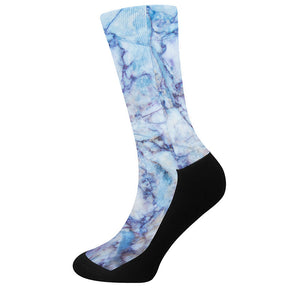 Blue Marble Print Crew Socks