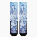 Blue Marble Print Crew Socks