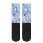 Blue Marble Print Crew Socks