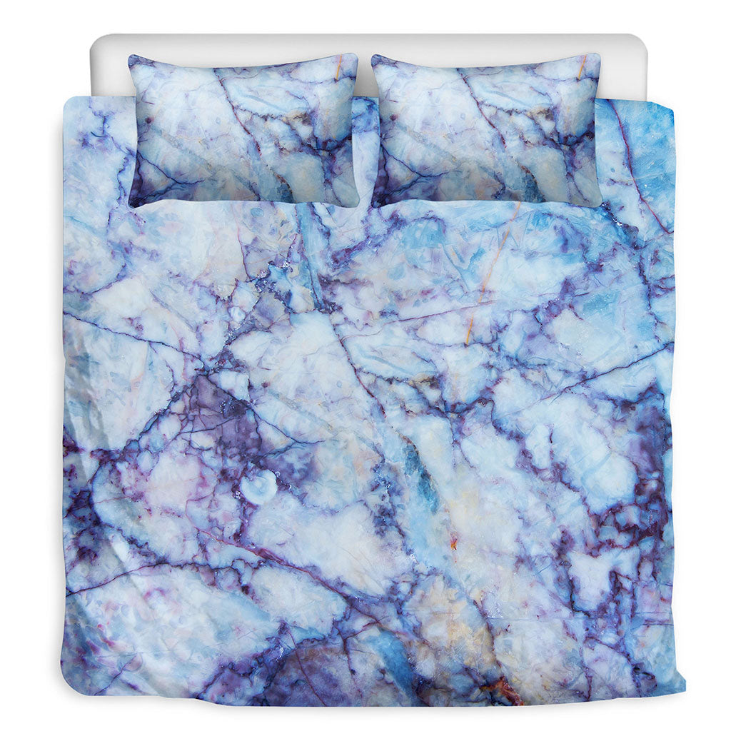 Blue Marble Print Duvet Cover Bedding Set