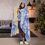 Blue Marble Print Hooded Blanket