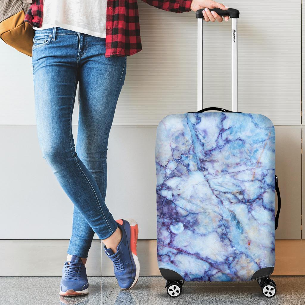 Blue Marble Print Luggage Cover GearFrost