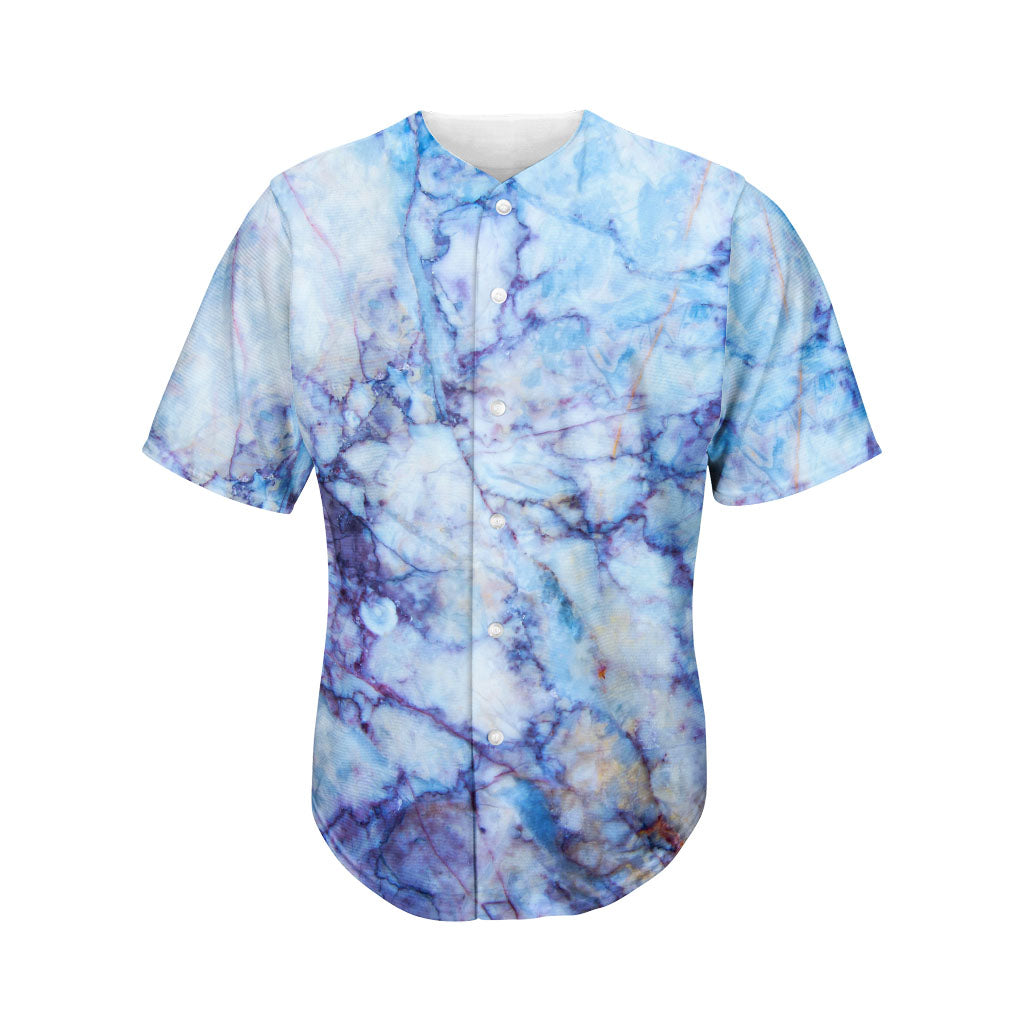 Blue Marble Print Men's Baseball Jersey