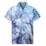 Blue Marble Print Men's Short Sleeve Shirt