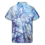 Blue Marble Print Men's Short Sleeve Shirt