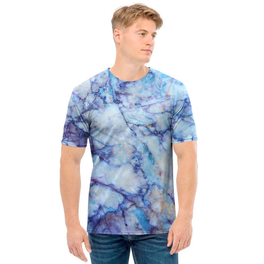 Blue Marble Print Men's T-Shirt