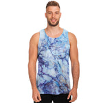Blue Marble Print Men's Tank Top