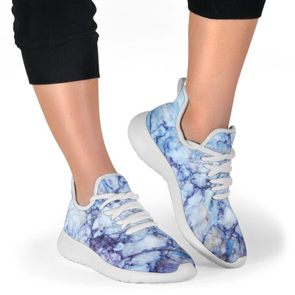 Blue Marble Print Mesh Knit Shoes GearFrost
