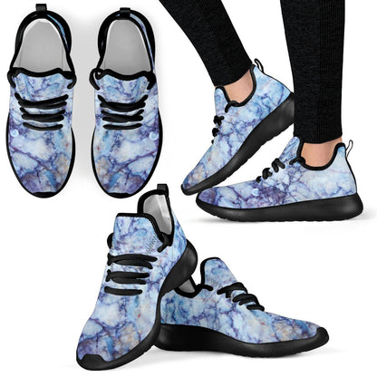 Blue Marble Print Mesh Knit Shoes GearFrost