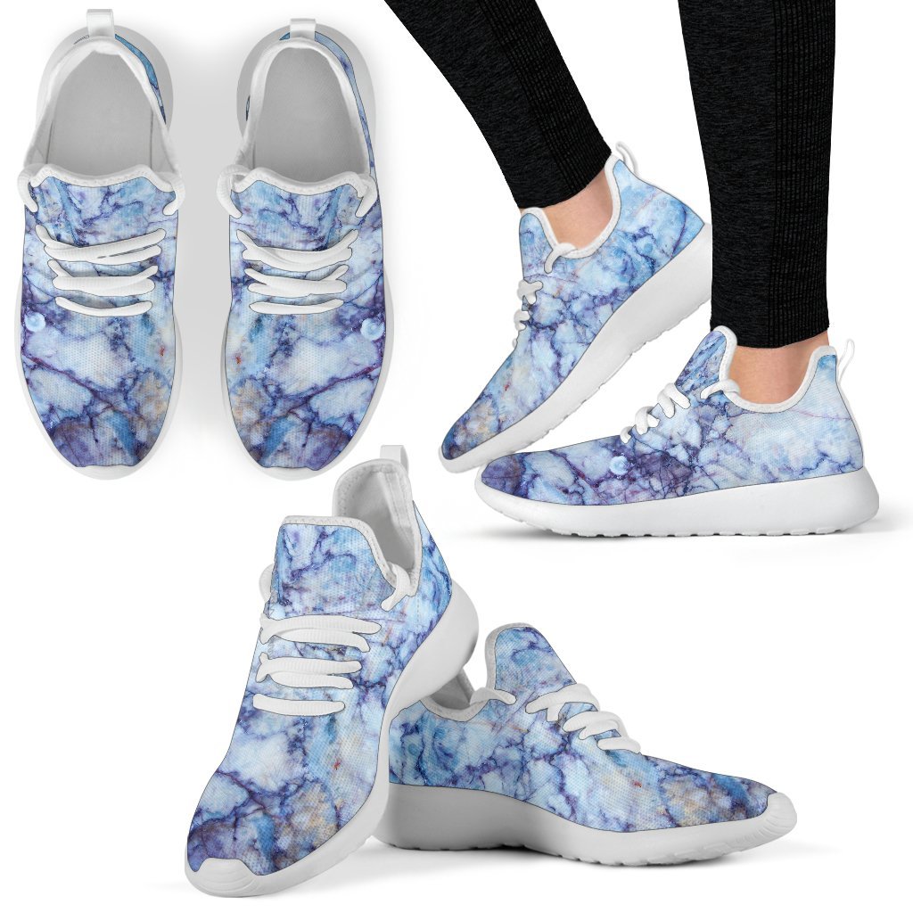 Blue Marble Print Mesh Knit Shoes GearFrost
