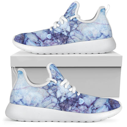Blue Marble Print Mesh Knit Shoes GearFrost