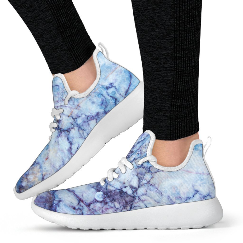 Blue Marble Print Mesh Knit Shoes GearFrost
