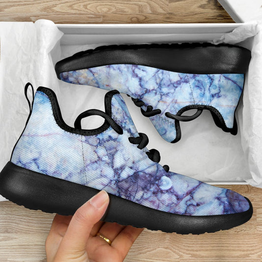 Blue Marble Print Mesh Knit Shoes GearFrost