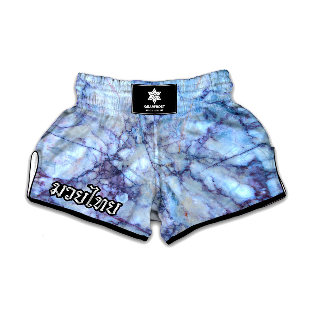 Blue Marble Print Muay Thai Boxing Shorts