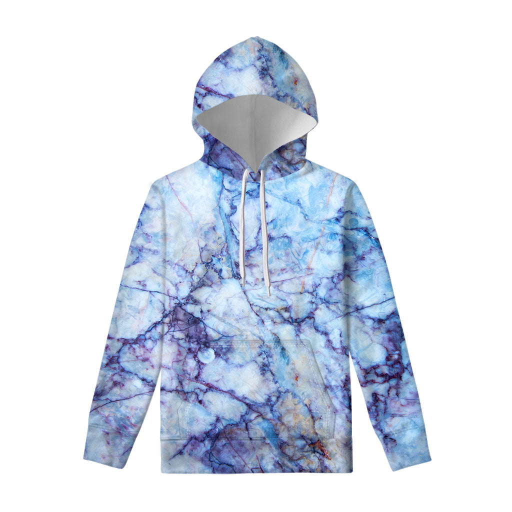 Blue Marble Print Pullover Hoodie