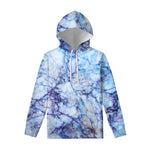 Blue Marble Print Pullover Hoodie