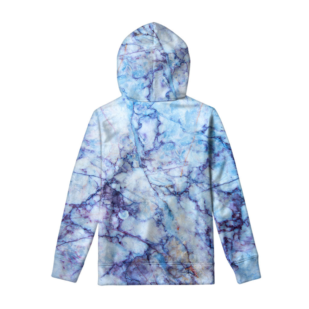 Blue Marble Print Pullover Hoodie