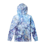 Blue Marble Print Pullover Hoodie