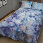 Blue Marble Print Quilt Bed Set