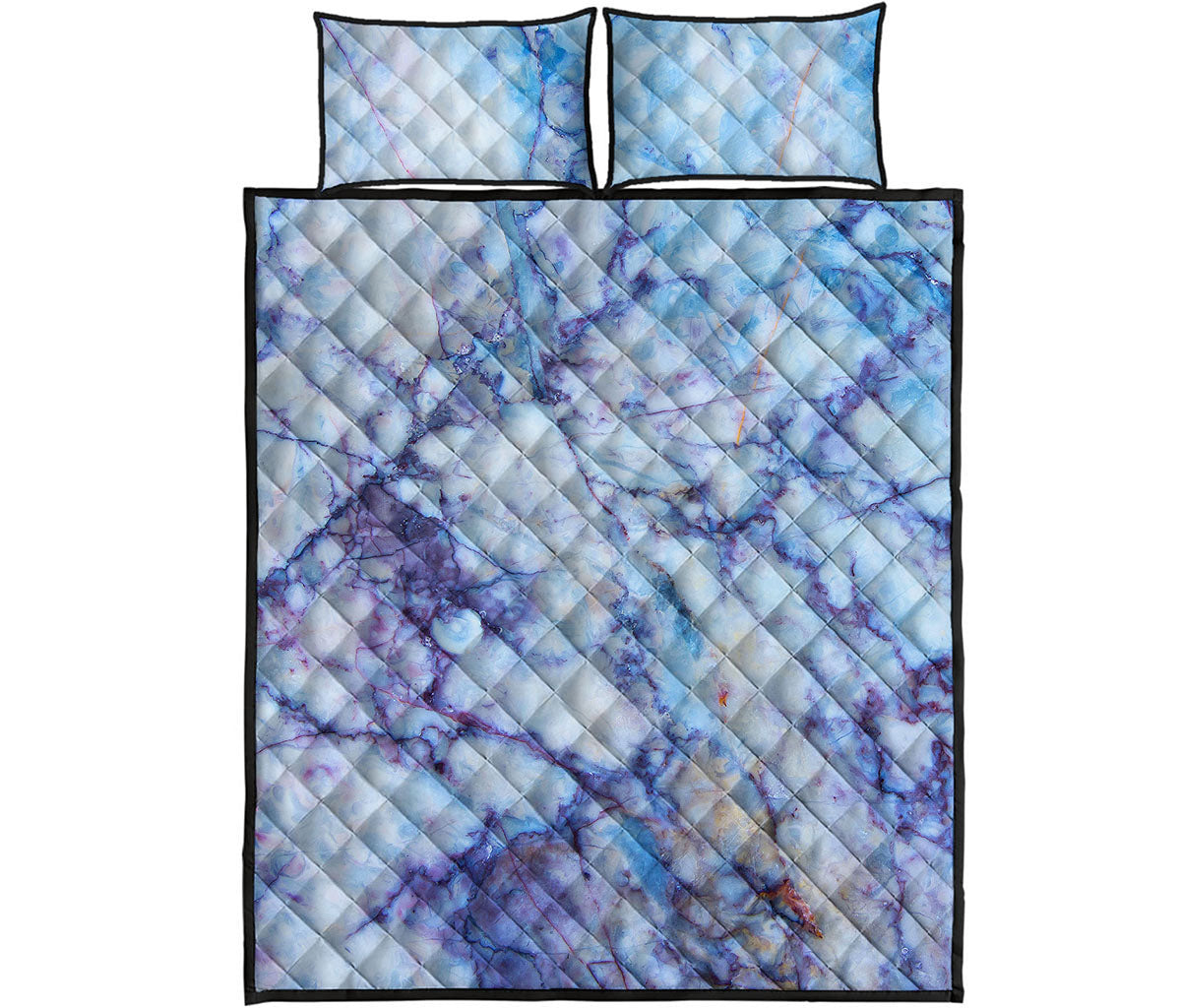 Blue Marble Print Quilt Bed Set