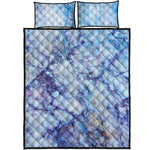 Blue Marble Print Quilt Bed Set