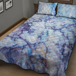Blue Marble Print Quilt Bed Set