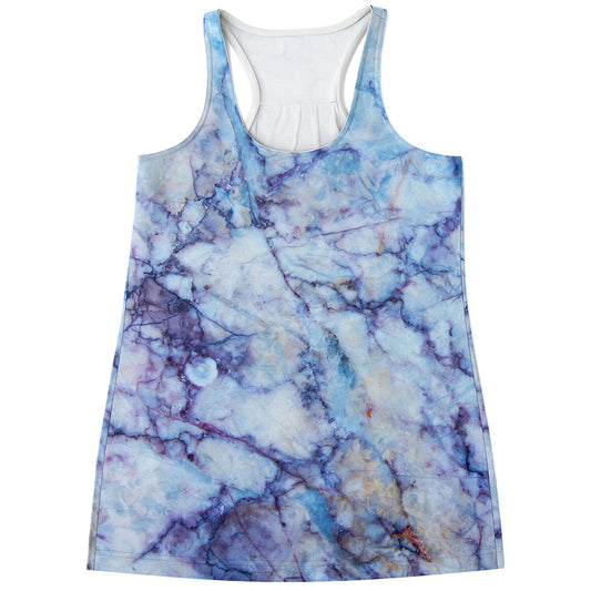 Blue Marble Print Women's Racerback Tank Top