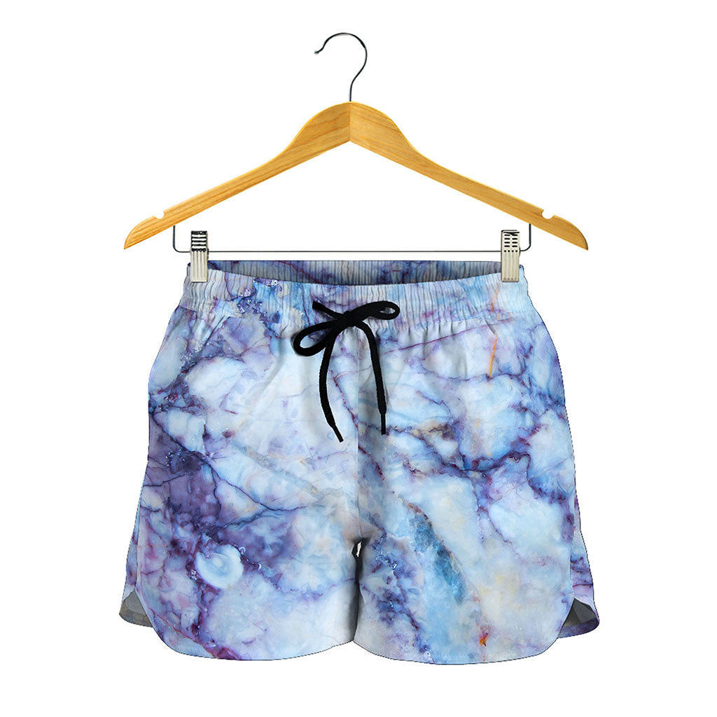Blue Marble Print Women's Shorts