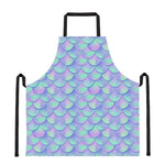 Blue Mermaid Scales Pattern Print Apron