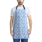 Blue Mermaid Scales Pattern Print Apron