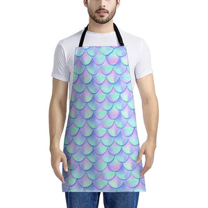 Blue Mermaid Scales Pattern Print Apron