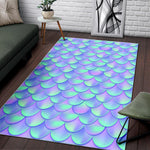 Blue Mermaid Scales Pattern Print Area Rug GearFrost