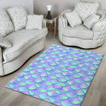 Blue Mermaid Scales Pattern Print Area Rug GearFrost