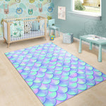 Blue Mermaid Scales Pattern Print Area Rug GearFrost