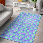 Blue Mermaid Scales Pattern Print Area Rug GearFrost